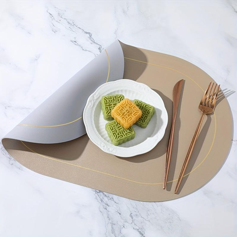 2pcs Double-Sided Oval PU Leather Placemats: Reversible, Washable & Foldable Heat-Resistant Table Mats for Dining, Home Decor