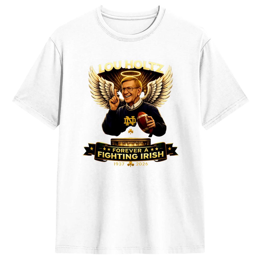 Funny Lou Holtz Forever TShirts for Unisex Round Collar Cotton T Shirts  Short Sleeve Tees Graphic Tops