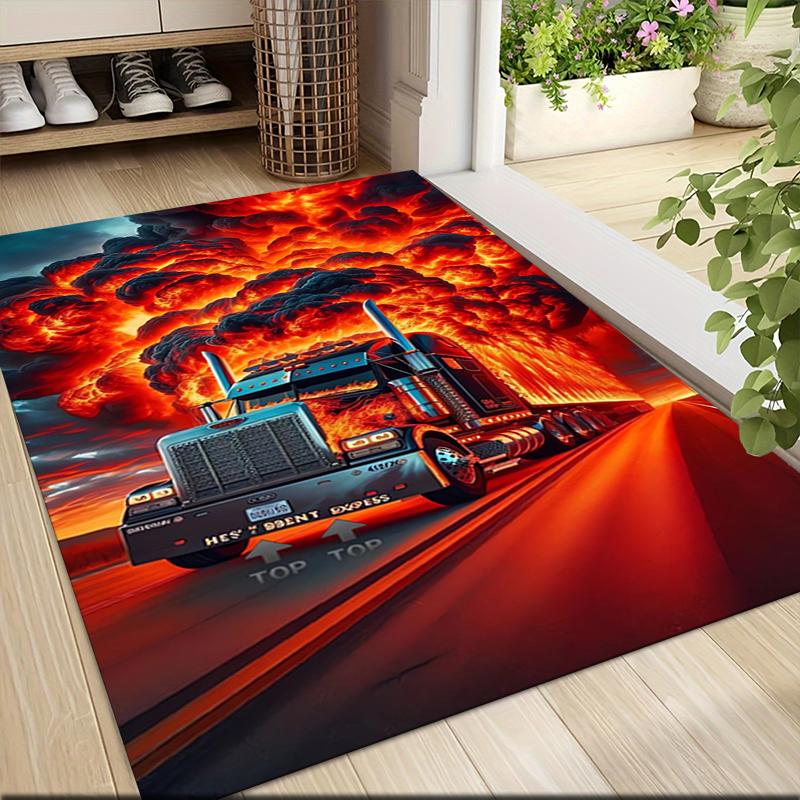 1Pc Transformers Optimus Prime Statue Carpet Rug Customizable Soft Washable Antislip Home Living Room Sofa Mats Personalized Rug 091782