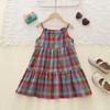 Korean-Style Girls' Summer Plaid Strappy Dress - Colorful and Stylish