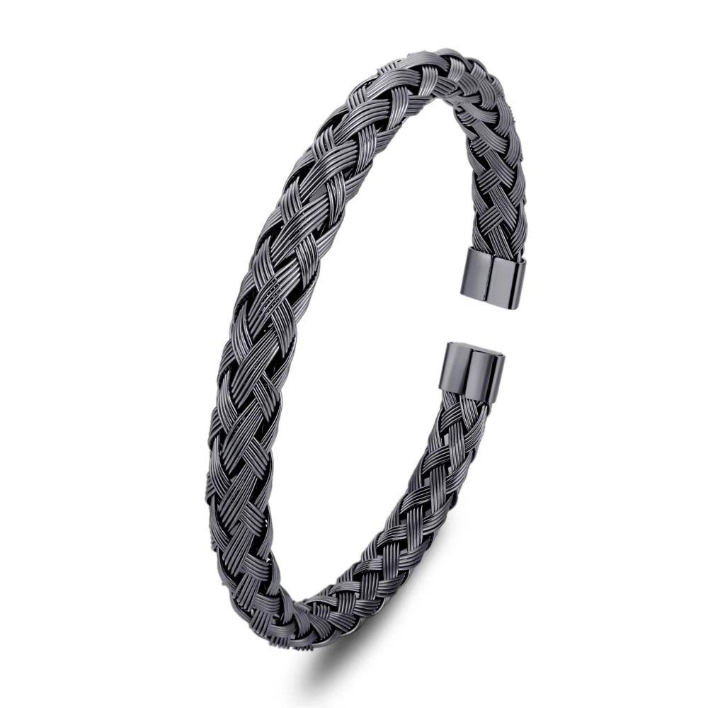 Twisted Wire Stainless Steel Bracelet Solid Color Cuff Bangle Minimalist Woven Bracelet  Women