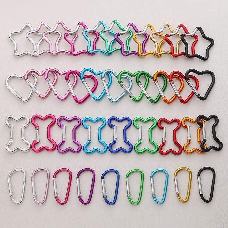 1pc Mountaineering Buckle Love Star Buckle D-Shaped Buckle Color Backpack Buckle Aluminum Keychain DIY Accessories