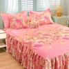 Lace Trim Trilateral Heightening Bed Skirt Pillowcase Three-piece Set Anti-slip Mattress Cover Soft Comfortable Cotton Double