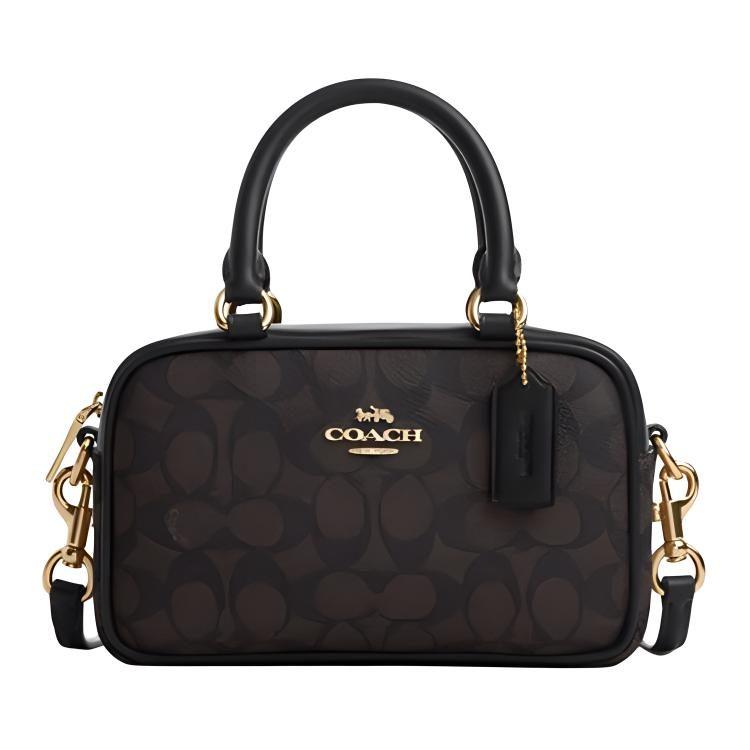 COACH SATCHEL Coated Canvas Shoulder Bag, Crossbody Bag, Handbag Small Women's Dark Brown CW197-IMXAQ