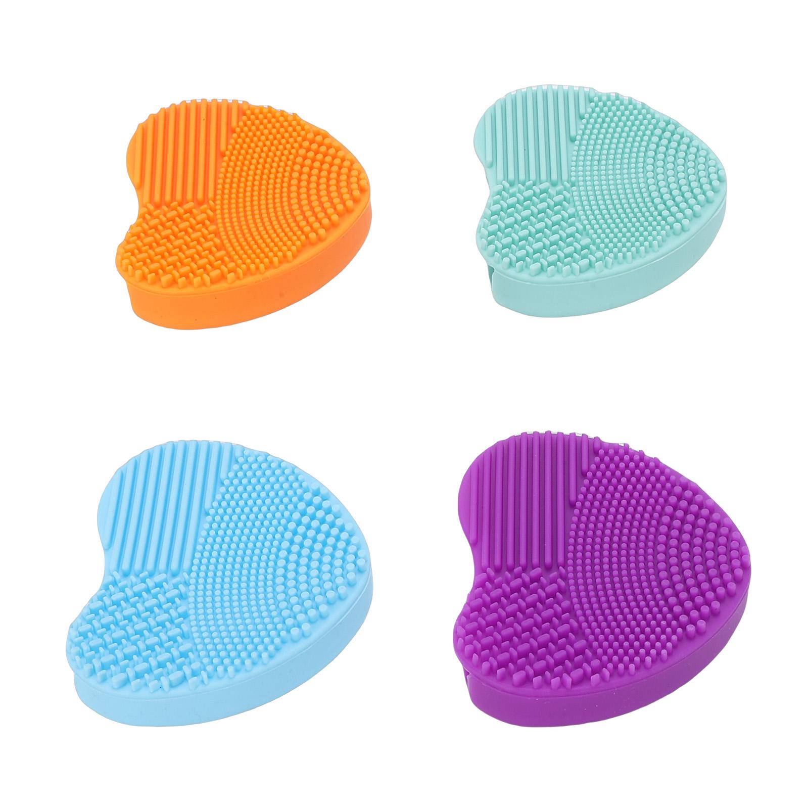 

Heart Shaped Makeup Brush Cleaner Pad Dual Texture Portable Travel Silicone Brush Cleaning Mat