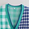 Women's INS Cross-Border Color Block Cardigan Sweater