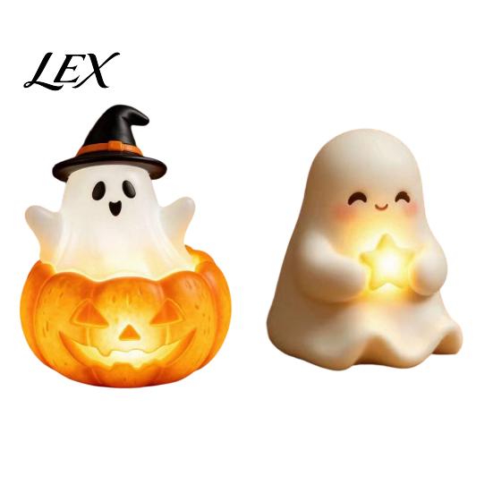 Cute Halloween Bedroom Lamp Light Up Ghost Decoration, Small Statue Night Light, LED for Kids Room Resin Table Decoration Indoor, Kitchen Tiered Tray
