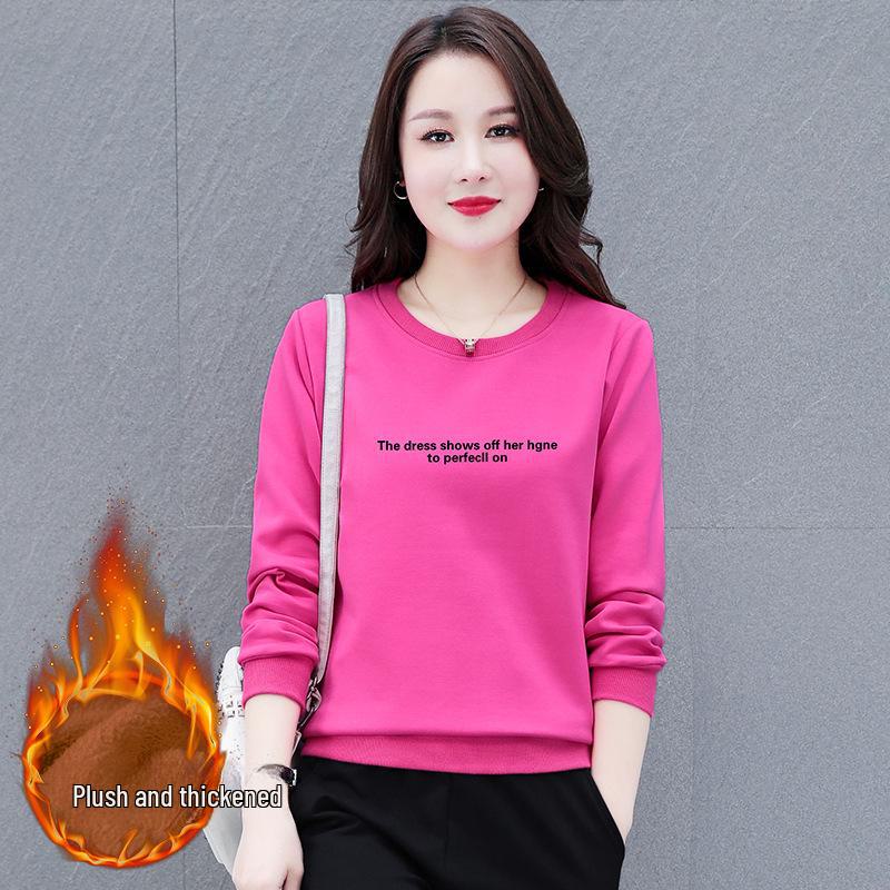 

Женская толстовка с круглым вырезом – весна/осень 2025, длинный рукав, модный бархатный топ Plus 4XL