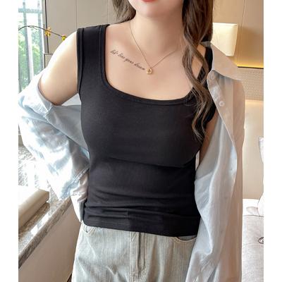 Neue Weste mit quadratischem Ausschnitt in großer Größe für Damen Sommeranzug mit kleinen Trägern Geripptes ärmelloses Unterhemd Mode Hot Girl Top