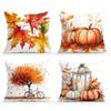 Home Decor Autumn Leaves, Pumpkins & Lanterns Pillow Covers Pattern Cushion Cover Suitable For Sofa Bedroom Car Pillow Cover