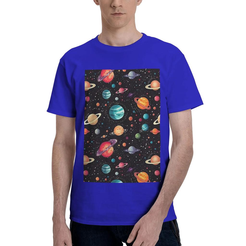 Solar System Space Planets Universe Men TShirt Plus Size T Shirts Mens Crew Neck Cotton Tees Short Summer Male