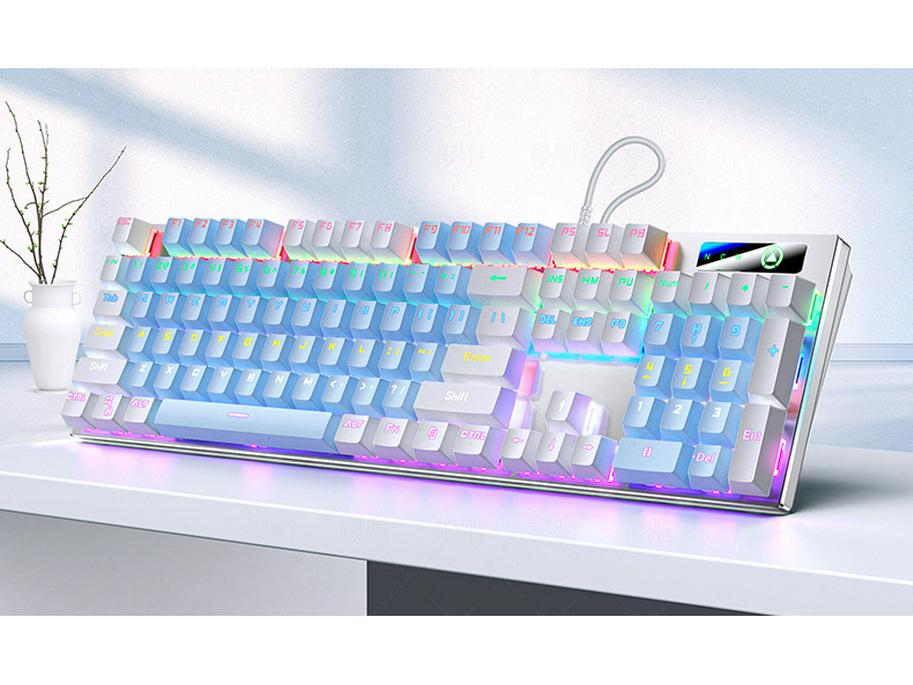 Silver Carving ZK3 Mechanische Tastatur: 87/104 Tasten, Leuchtende Blaue/Schwarze Achse, Farbpassendes Gaming-Zubehör