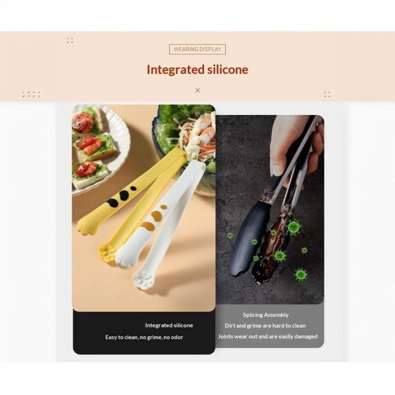 Cute Cat Paw Food Serving Tongs Non-slip Heat Proof 1PC Food Grade for Baking Barbecue Sandwich Ice Kitchen Use