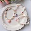 Summer Dopamine Love‑Shaped Pet Necklace Colorful Pearl Collar Cute Neck Ring Ornament for Cats Dogs