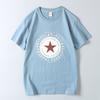 Foreign Trade Export Surplus Comfortable All-Cotton Summer New Men's Fashion Round Neck Five-Pointed Star Print Short-Sleeve T-Shirt