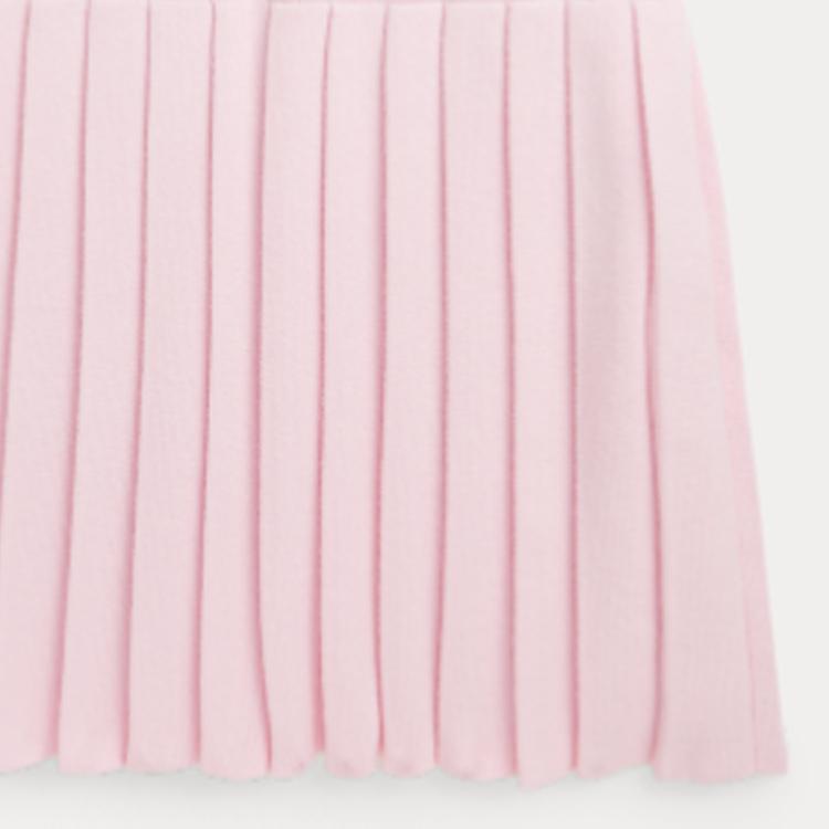 Polo Ralph Lauren Dress Ss24 Logo Embroidered Ribbed Solid Short Sleeve Kids Dress Light-Pink CWPODRSG3D20797-650