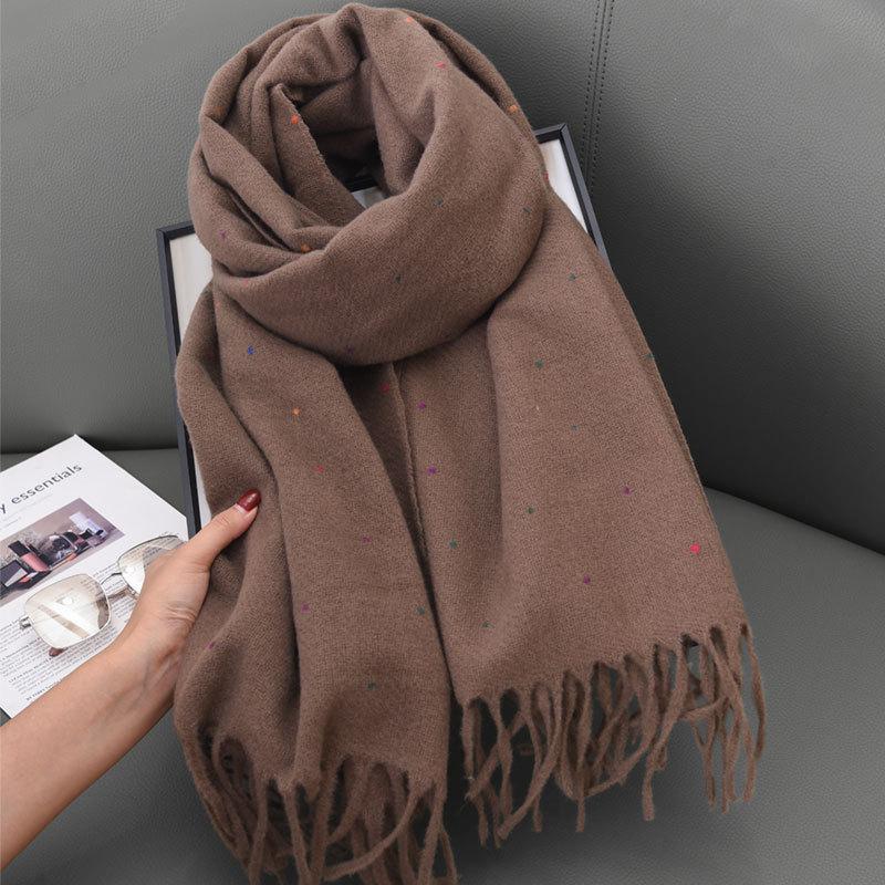 Maillard monochrome dotted scarf women's autumn and winter new warm thickened scarf student versatile shawl