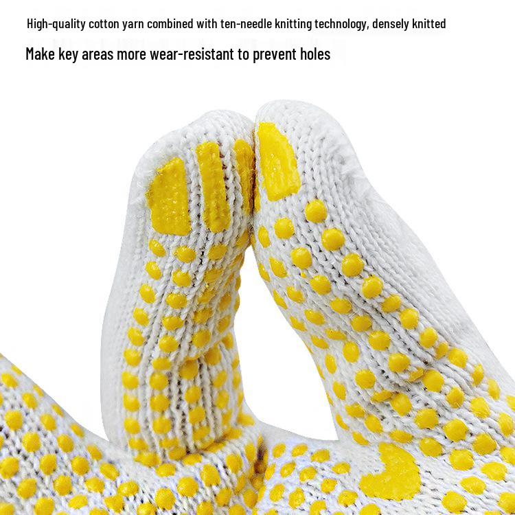 Non-Slip Breathable Dotted Cotton Work Gloves for Men and Women - Wear-Resistant and Ideal for Construction Sites