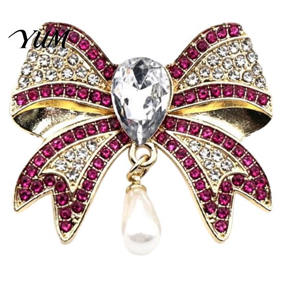Coats Accessory Retro Rhinestone Bow Brooch, Bowknot Pin with Waterdrop Faux Pearl, Tie Women Jewelry Accessories for Wedding Party Daily Wear Bag
