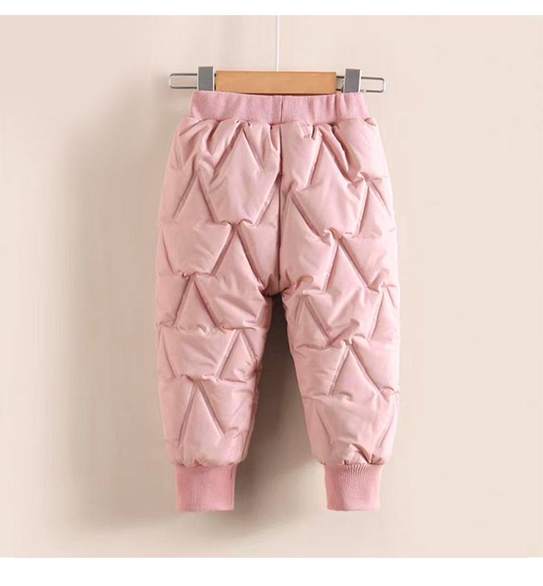Children's Windproof Quilted Cotton Pants with Velvet Lining for Boys and Girls - Warm Winter Casual Wear