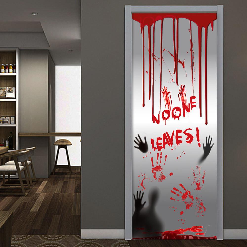 Spooktacular Halloween Decoration Blood Handprint Door Sticker For Ghostly Home Setup