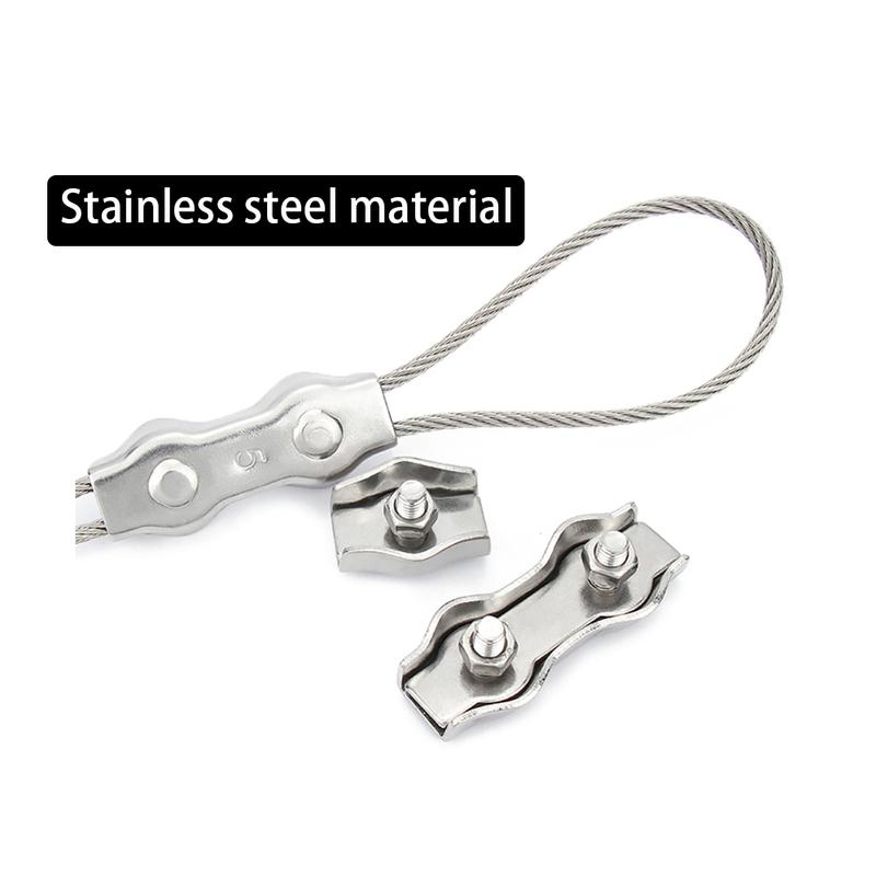 2PCS 304 Stainless Steel Wire Rope Clamp Single/Double Clamp Wire Rope Cable Clamp Size M2-M8