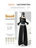 Plaid Patchwork Ruffle Women's Wide-Leg Sweatpants - Spring 2026 Hot Girl Style