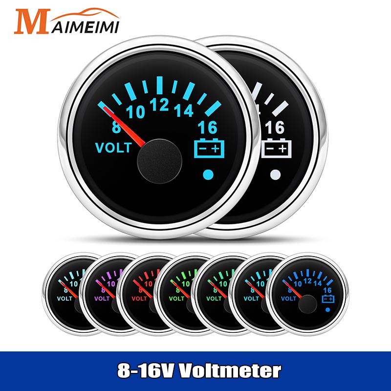 7 Colors Backlight 52mm Voltmeter Fuel Level Water Level Oil Temp Gauge With Warning Light Universal For 12V 24V Boat Car Marine