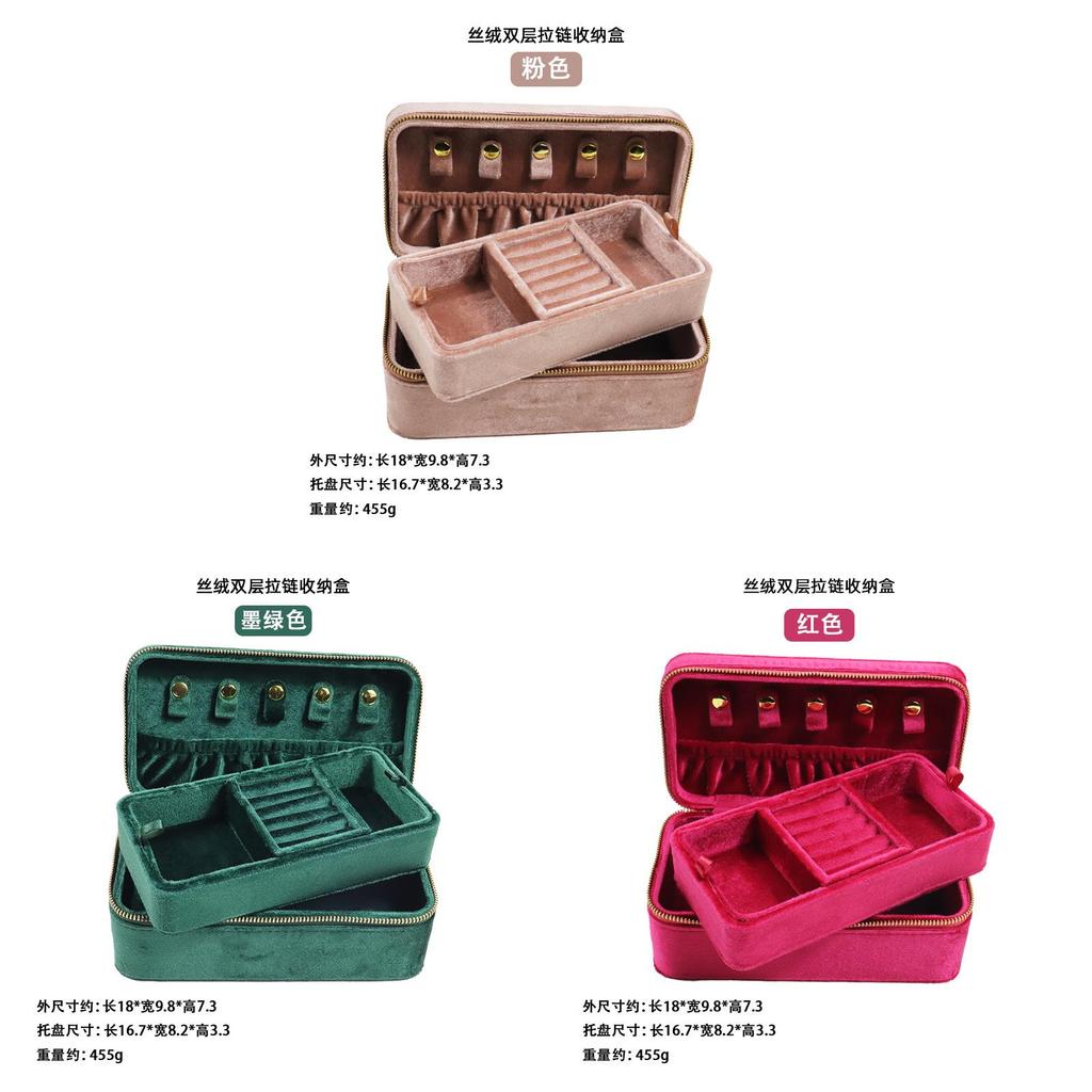 Luxury Double Layer Jewelry Organizer With Zipper For Travel And Home Storage