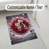 Cat Theme Crystal Velvet Rug Personalized Custom Name Text Soft Floor Mat Home Decor