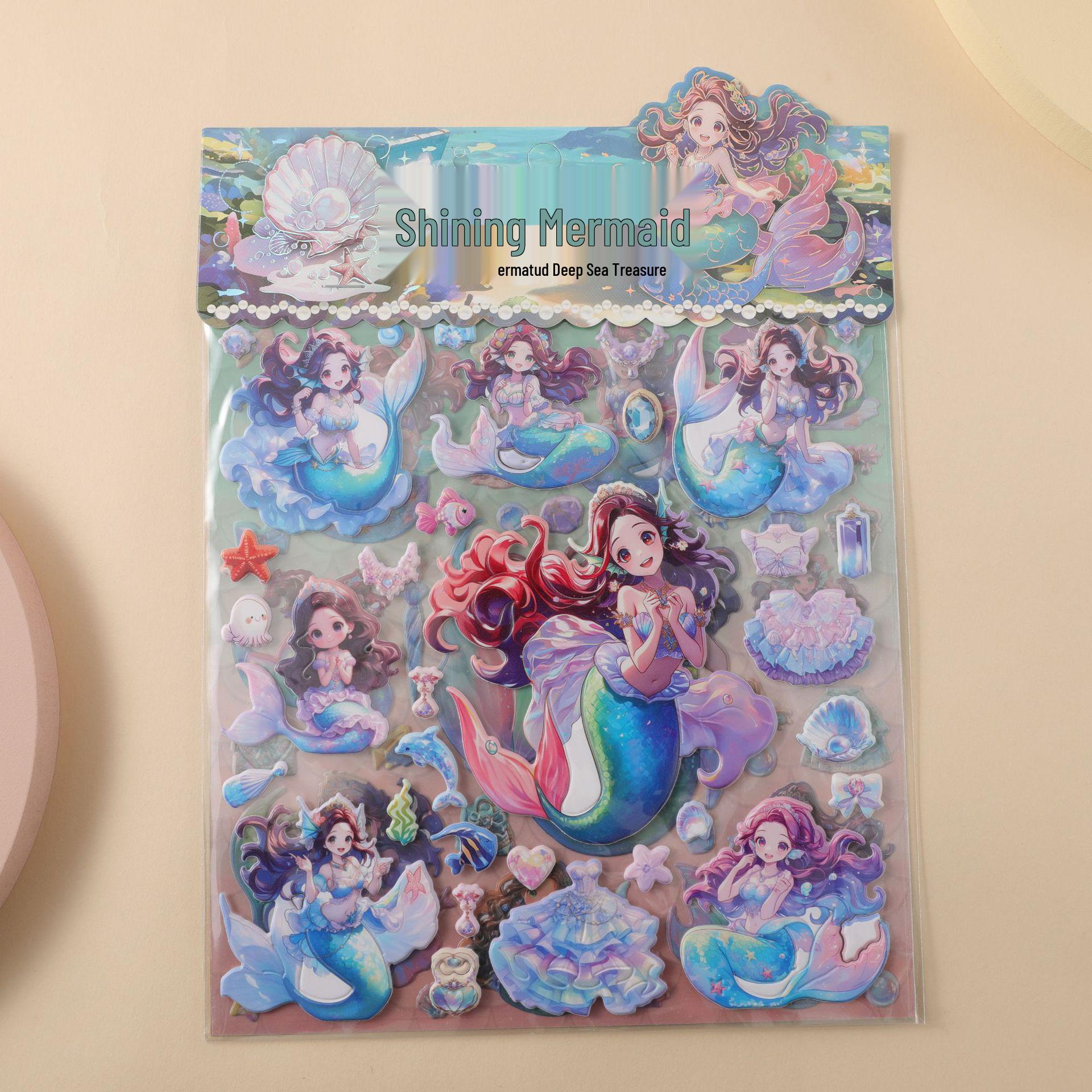 3D Double-Layered Children s Mermaid Bubble Stickers 20*21cm