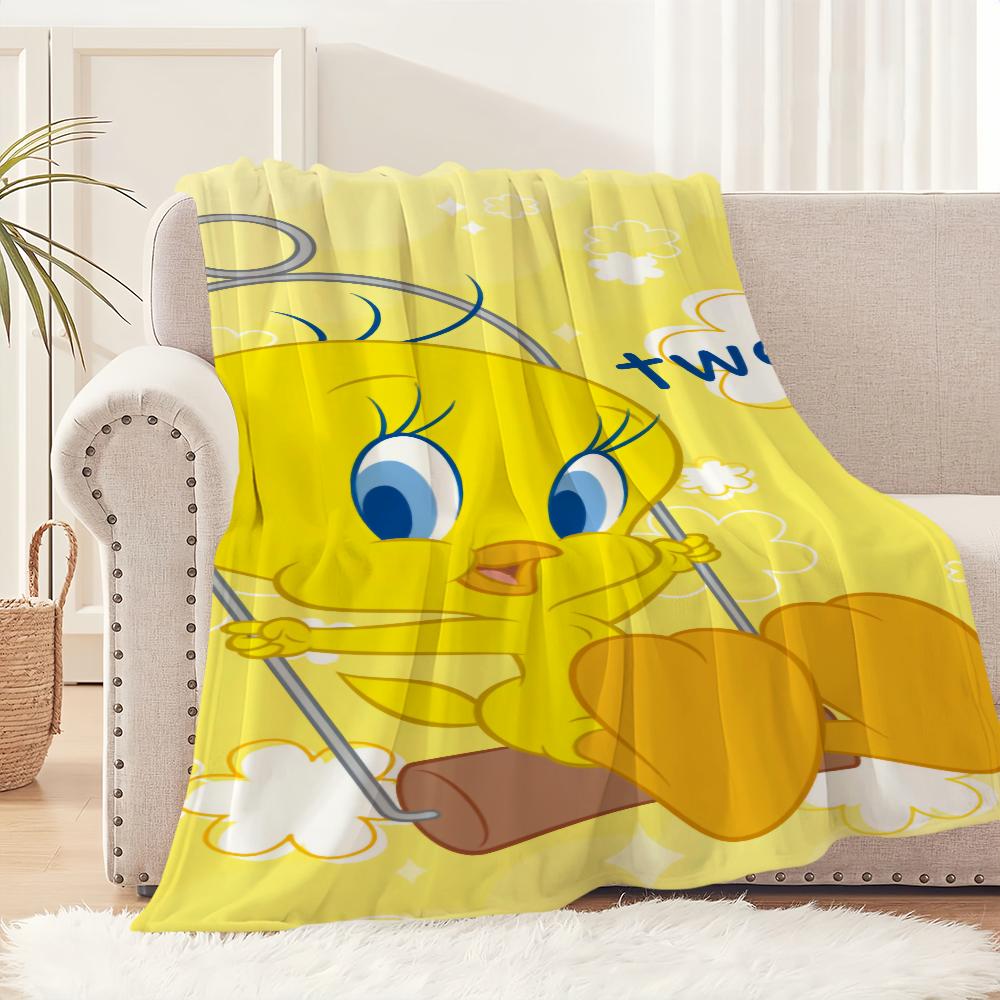 Cartoon Bird Cute T-Tweety Blanket Plush Nap Sofa rug for Living Room Warm Office Bedroom Birthday Home Travel Kid Gifts