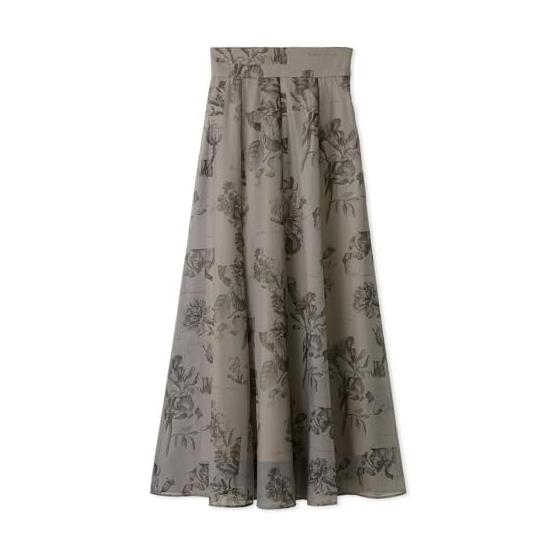 [Sneider] Sustaina Organ See-through Print Skirt SWFS235166 Women s