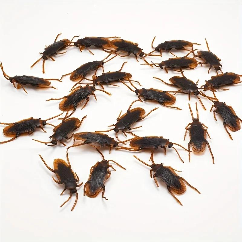 50/100pcs Realistic Fake Cockroaches Toy Set Prank Small Strong Plastic Bugs Halloween Party Festival Practical Joke Insect Toy