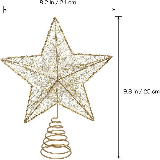 Christmas Tree Topper LED Star Battery Operated Treetop Decoration (Gold)