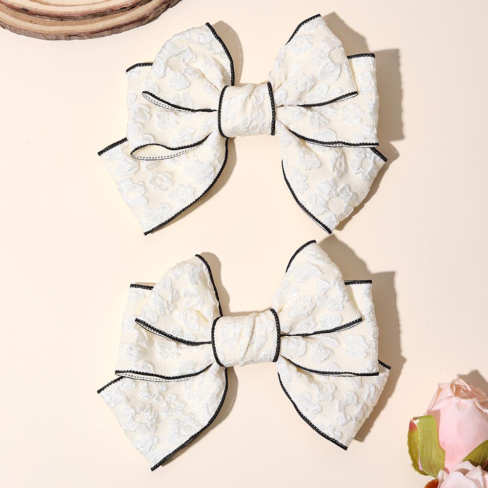 2Pcs Three-Layer Bow Hairpin Elegant Flower Print Cotton Barrette For Girl Delicate Bowknot HairPins Children Women Accessories