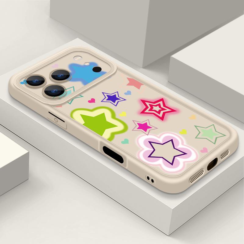 Blended Colorful Stars Pattern Case For iPhone 17 Pro Max Shockproof Silicone Bumper Cover For iPhone 16 Pro Max Funda iPhone 15 14 13 12 11 16E