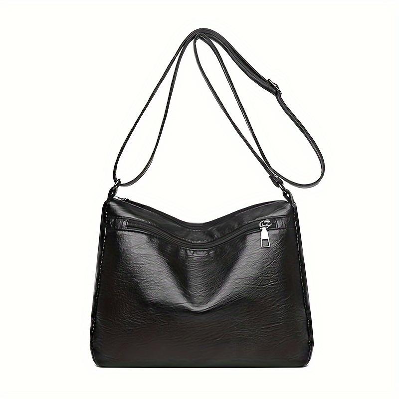 Vintage PU Leather Crossbody Bag, Retro Multi Layer Shoulder Bag, Fashi Handbag & Purse for Women's Work Travel Messenger Bag