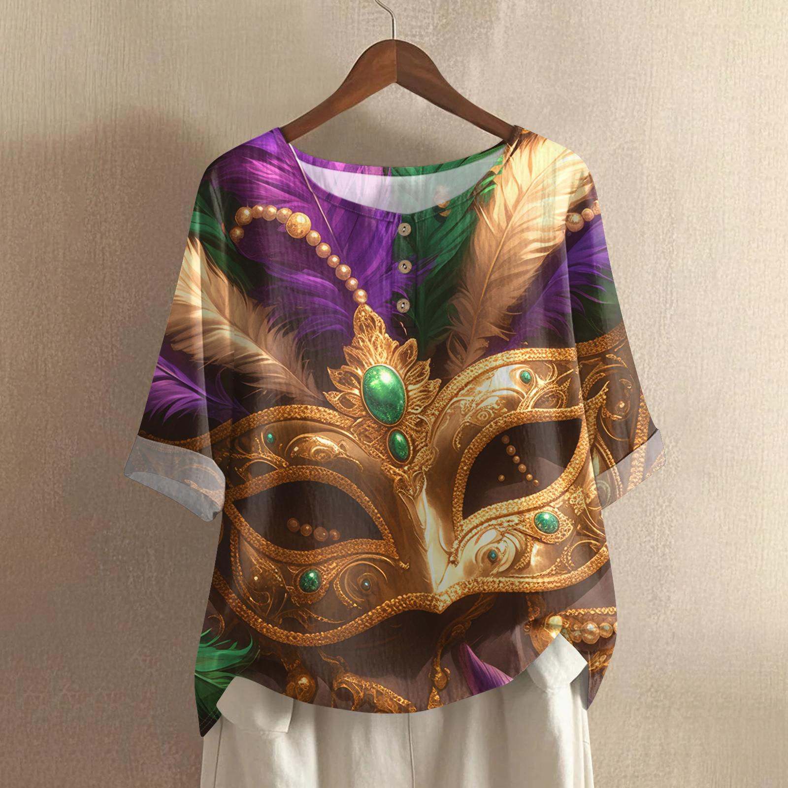 

Women s Fashionable And Casual Shirt Half Sleeve Round Neck Print Cotton And Linen Blouse Top S жёлтый