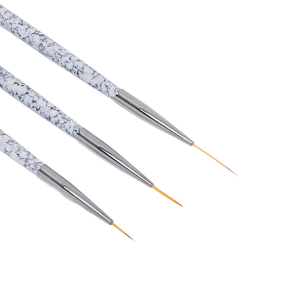 Ensemble de 3 Pinceaux Liner Professionnels pour Nail Art Pinceaux pour Peinture et Dessin d'Ongles Ensemble Outils de Manucure