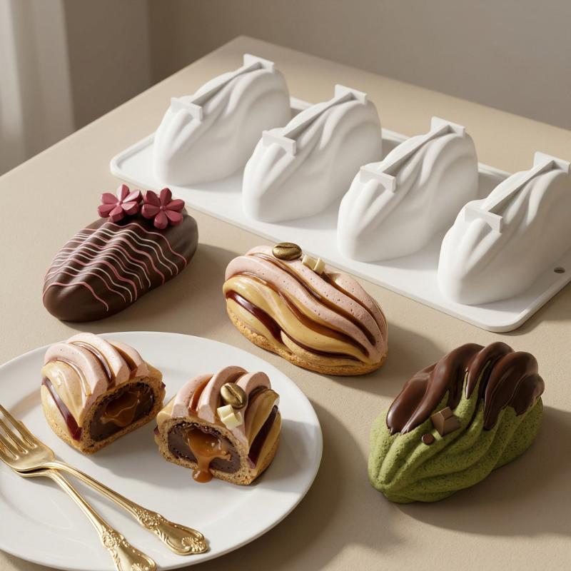 4 Cavity Creative Nut Design Mousse Cake Mold Pecan Silicone Chocolate Mould Food Grade Kitchen Bakeware Dessert Baking Tools