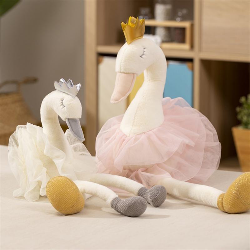 Cartoon Swan Plush Doll Cute Sweet Princess Crown Swan Plush Toy Stuffed Animal Doll Toys Lovely Soft Pillow Home Decoration