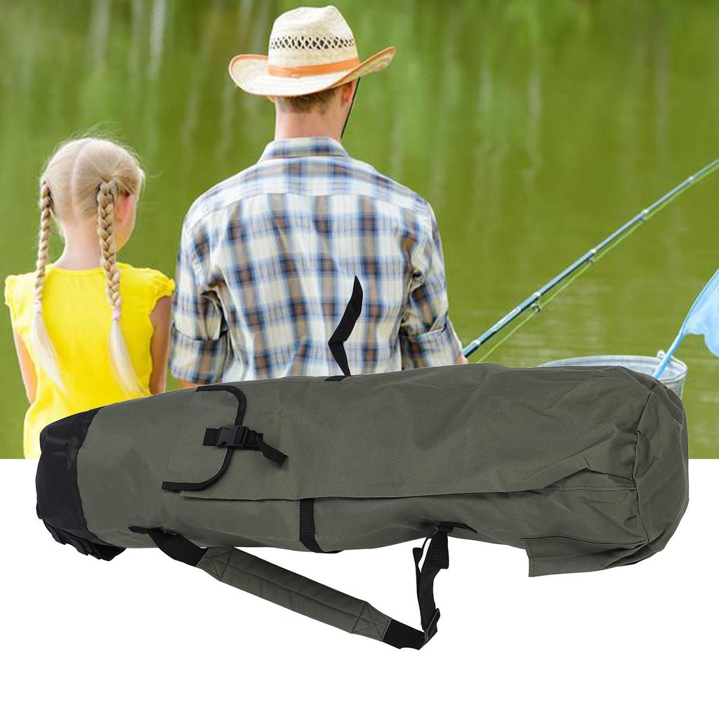 Sac pour Cannes à Pêche Forme Cylindrique Tissu Oxford 600D Résistant à l'Eau Antichoc Portable Sac de Rangement pour Cannes à Pêche pour Ligne de Pêche Appâts Équipement de Pêche