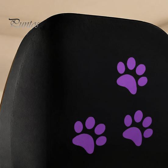 Elastic Polyester Auto Decor 2Pcs Universal Car Headrest Cover with Purple Cat Paw Print, Durable Seat Accessories Protector for Most Vehicles,