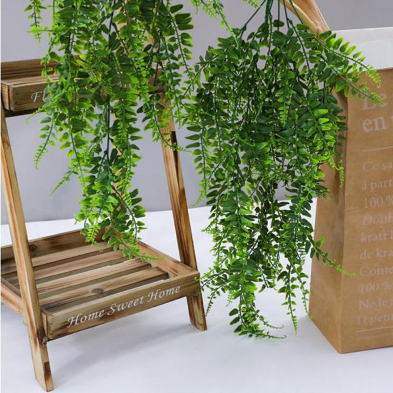 Fern Artificial Vines Hanging Wall Mounted Simulation Green Plant For Outdoor Balcony Garden