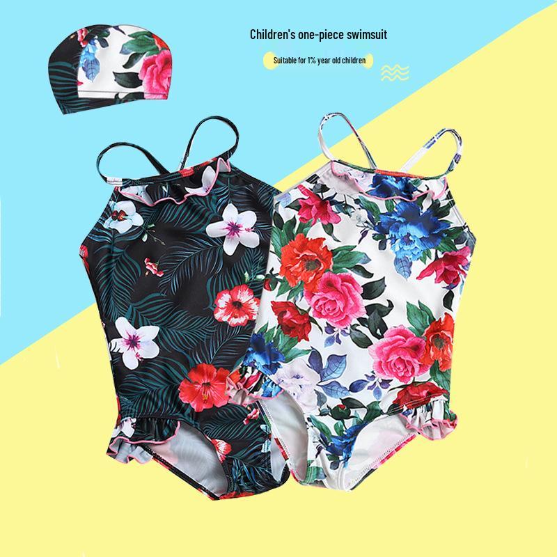 Comfortable Girls' One-Piece Swimsuit with Ruffles and High Elasticity - Multiple Styles Available