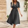 Women's Summer Loose V Neck Short Sleeve Dress, Elegant Dress