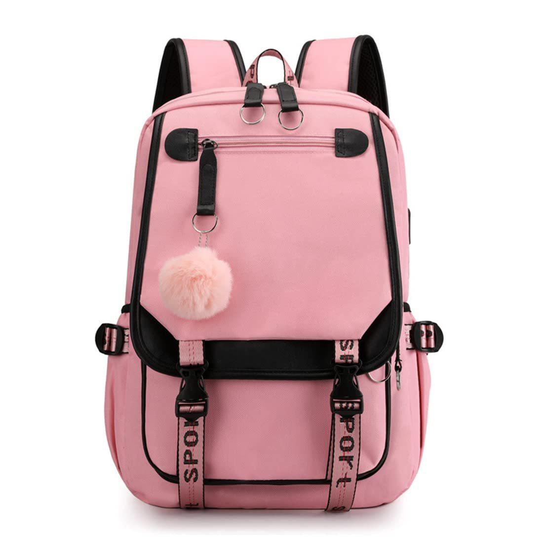 New student schoolbag Korean version casual large-capacity backpack primary school junior high school high school usb charging backpack розовый
