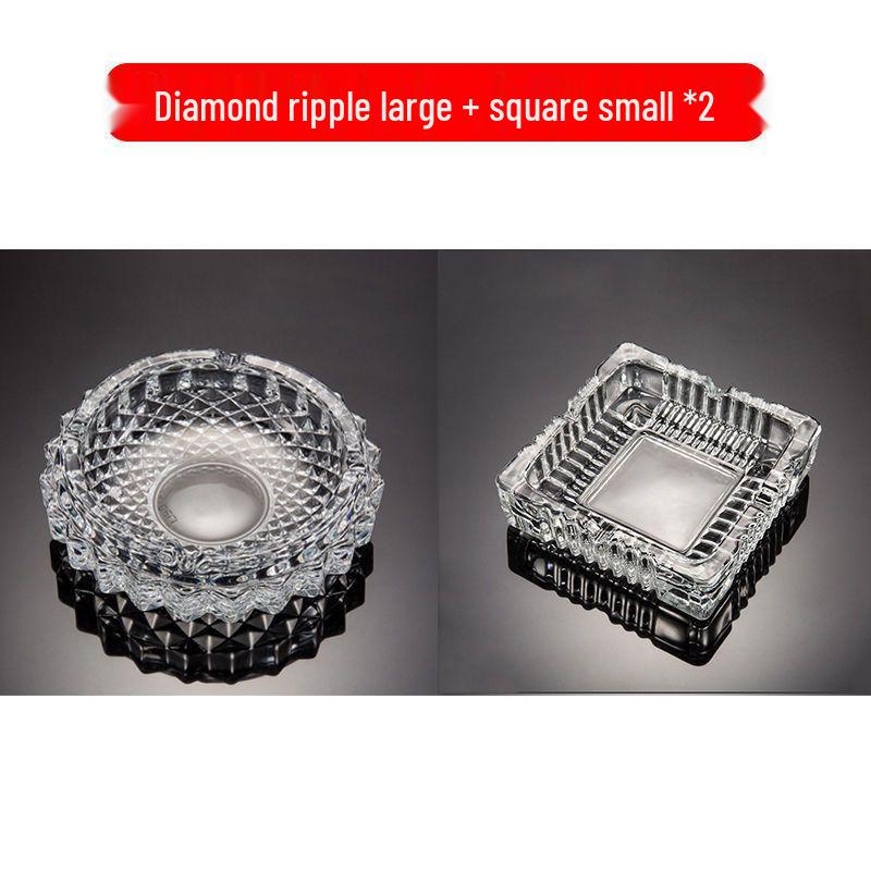 Buy One Get Two: Large Crystal Glass Ashtray for Home, Bedside, or Bar
