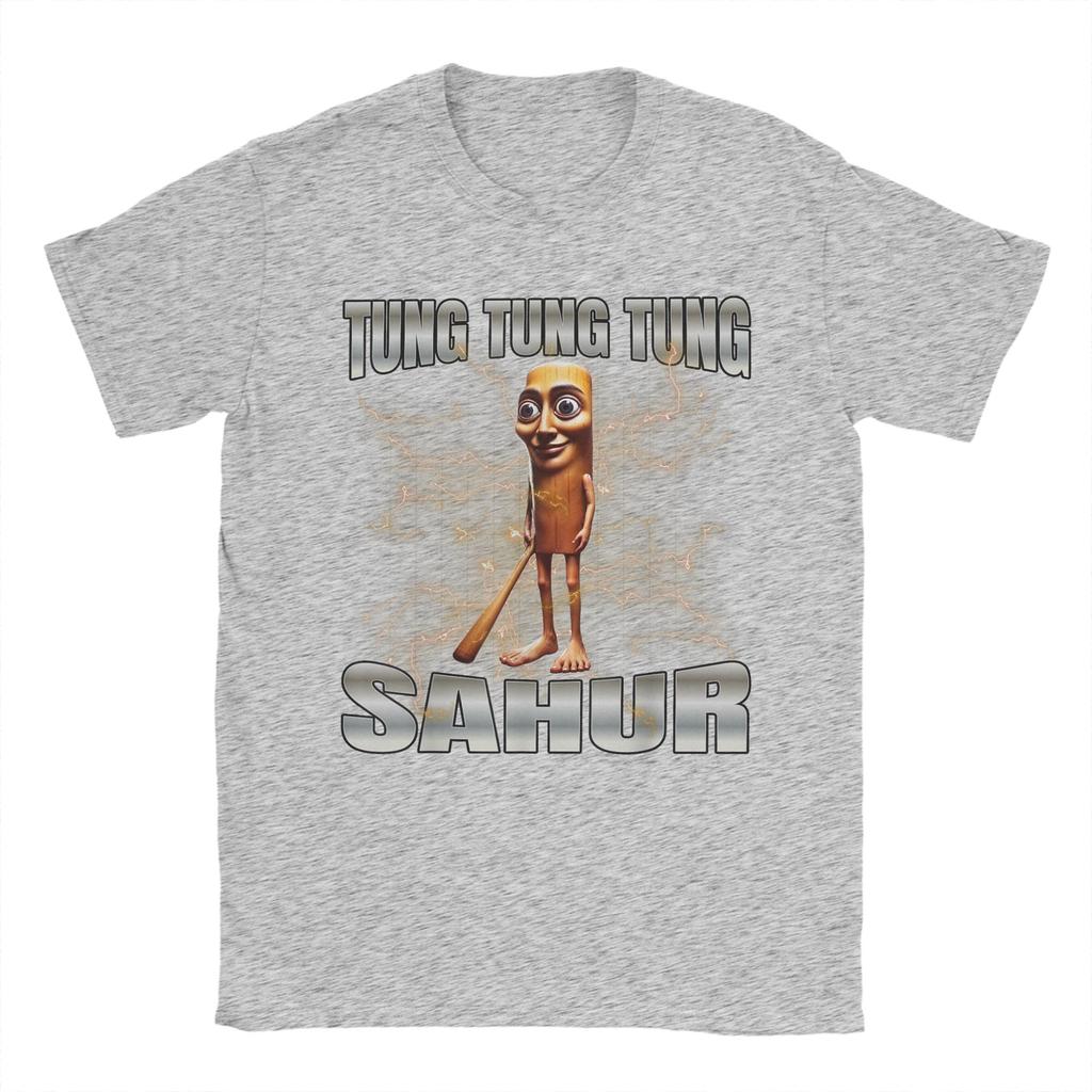 Vintage Tung Tung Tung Sahur Italian Brainrot Meme T-Shirts Men Round Collar Pure Cotton T Shirts Short Sleeve Tees Clothing